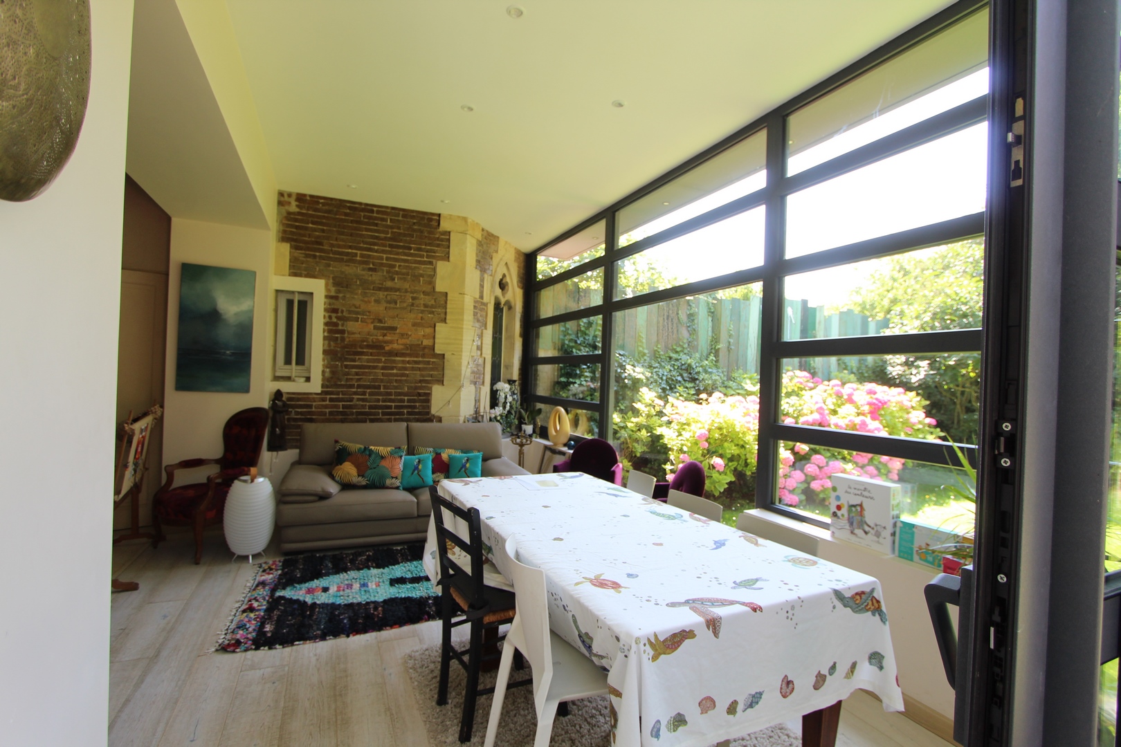 veranda salon toiture plate