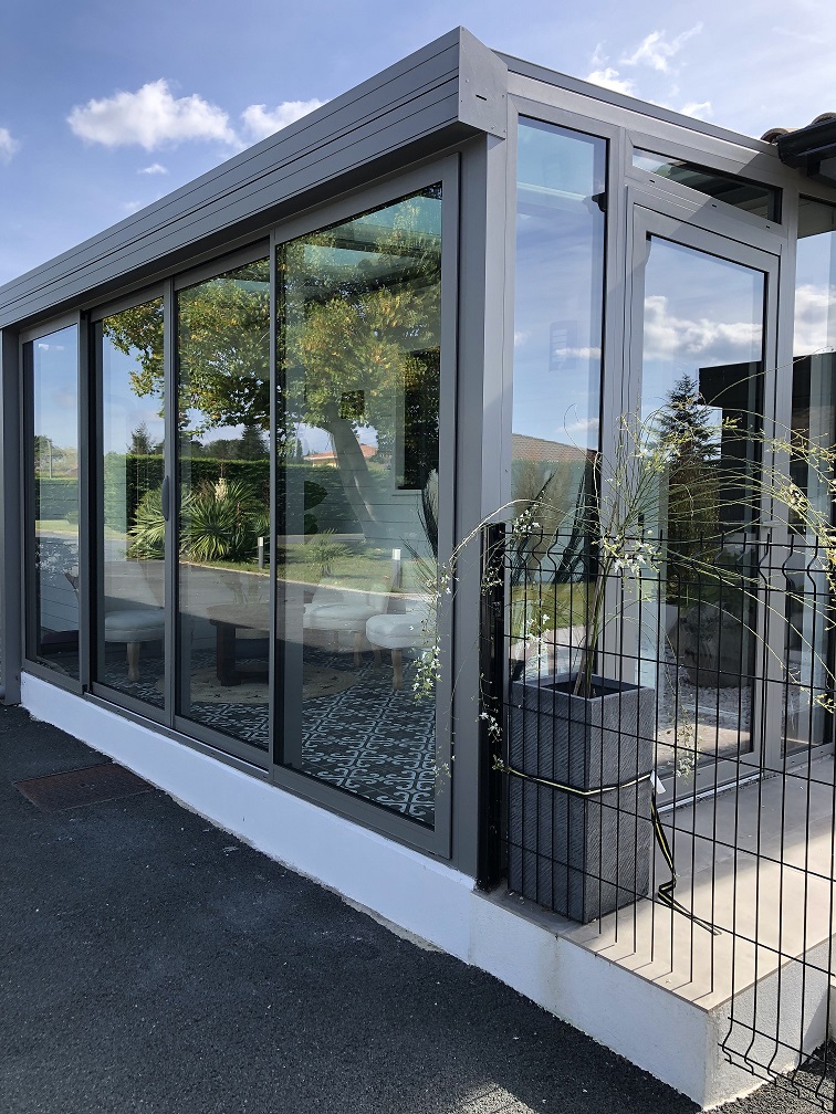 Sas Dentree 64 40 Veranda Alu Coulissant Et Porte D'entree Binome Extension