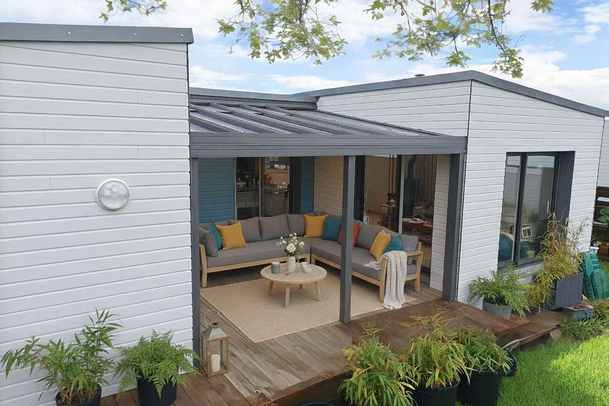 Pergola Entre Mur Couverture Terrasse Binome Extension